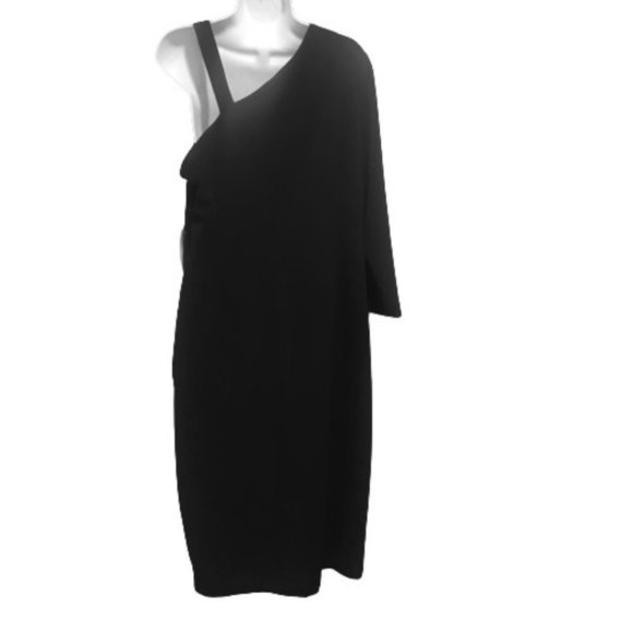 Ivanka Trump One Shoulder Black Fitted Dress - Picture 5 of 7